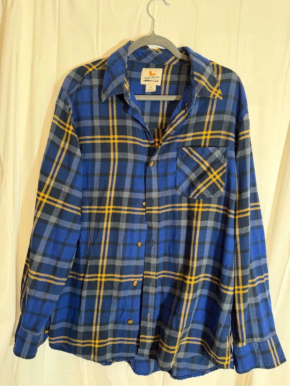 Field & Stream Men's Blue Plaid Shirt Size XL Like New